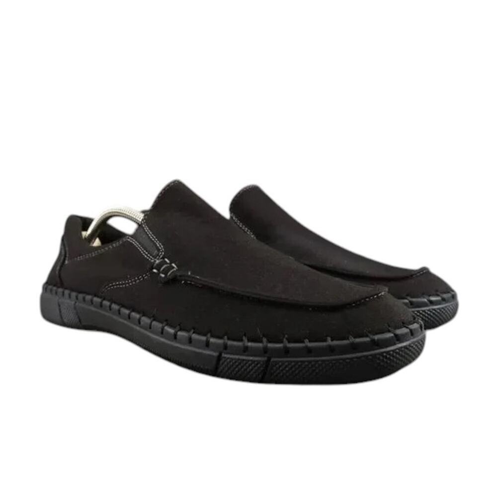 Robert Wayne Shoes Mens 9.5 Loafer Slip On Moc Comfort Casual Walking Work Black